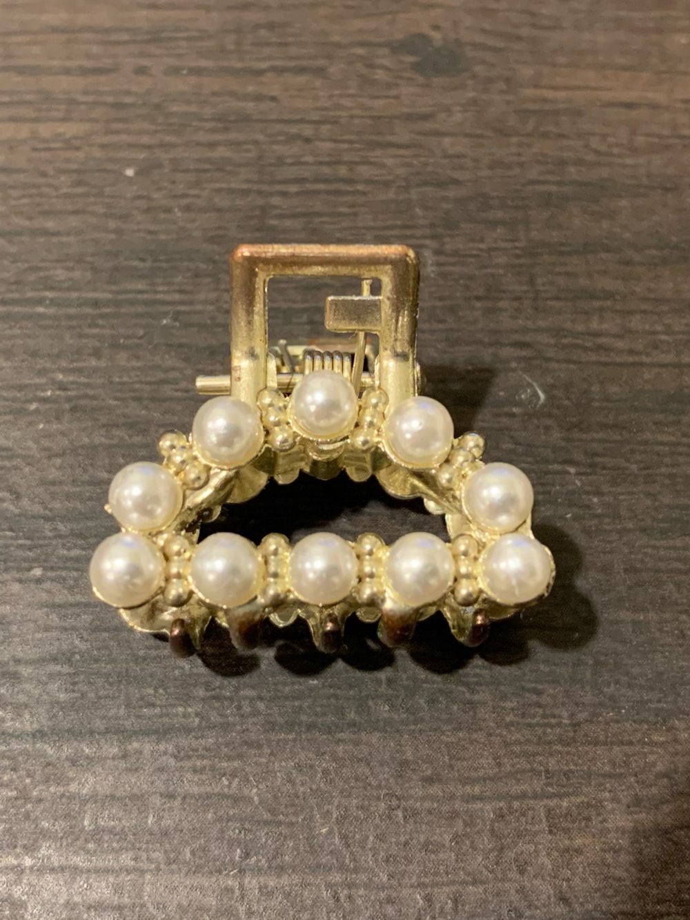 Gold Pearl Accent Hair Clip - Women Jewelry